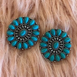Turquoise and Silver Statement Earrings